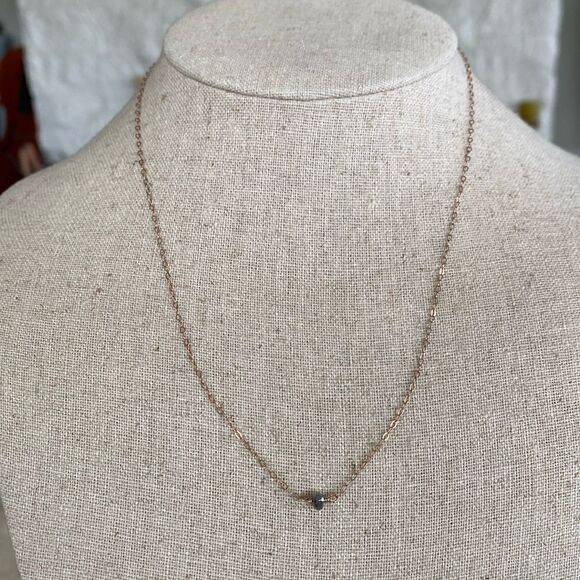 14K GF Rose Gold & Crystal Bead Fine Dainty Necklace - Picture 2 of 7